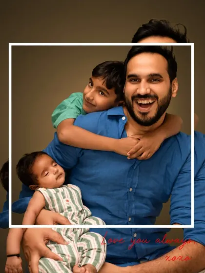A heartwarming photo of a father with his two children, a newborn and an older son. These are the moments you will treasure forever.