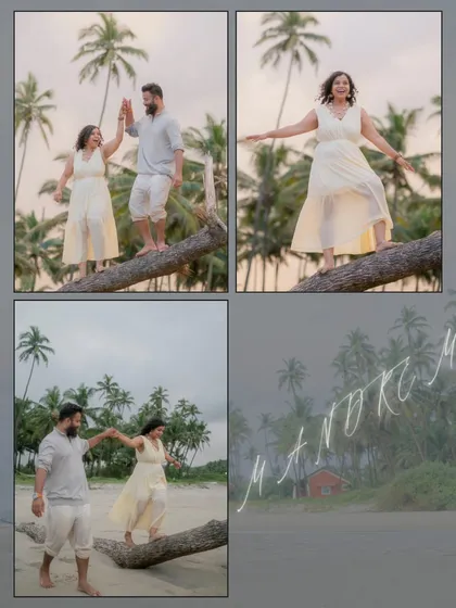 This couple was up for anything, including balancing on a fallen log on the beach. These photos are a testament to their adventurous and playful spirit.