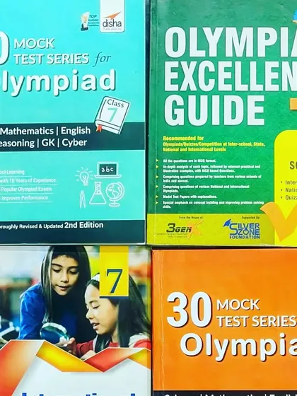 Our study material is carefully selected to give students an edge. Here you can see a range of workbooks and guides for Classes 5, 7, and 8, covering Science, Logical Reasoning, and General Knowledge for national and international level Olympiads.