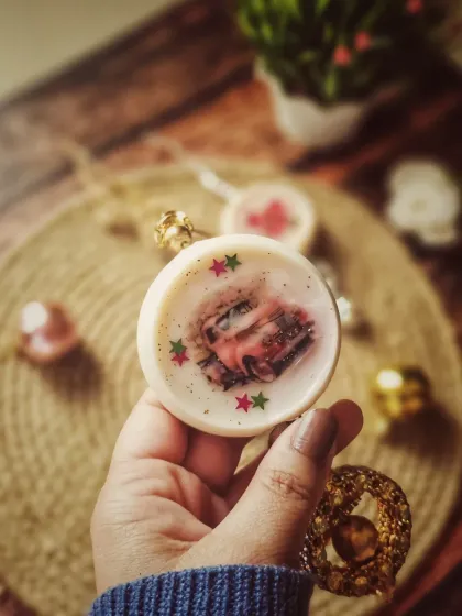 Holding one of my wardrobe fresheners to show its size and detail. They last for up to four weeks or more and are available in five wonderful fragrances.