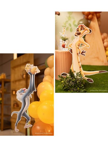Our Lion King party wouldn't be complete without the famous duo. These life-sized cutouts of Rafiki and Timon add character and fun to the jungle decor.