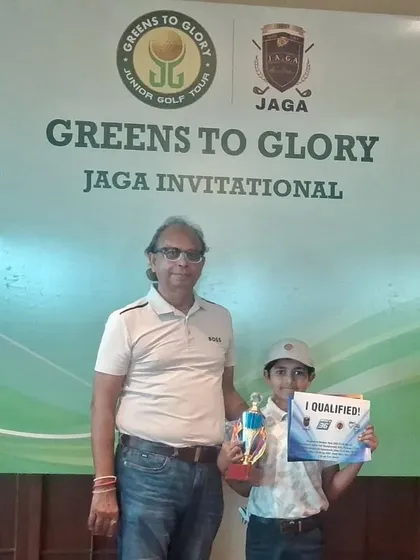 Taanush Kumar with his 1st Runner-up trophy at the Greens to Glory Junior Golf Tournament.