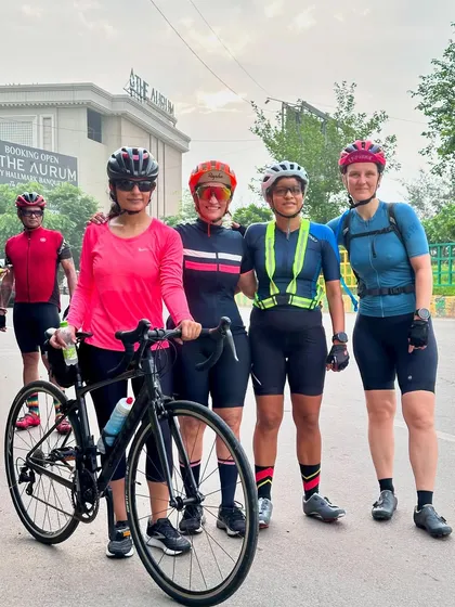 Our amazing female riders posing together during a break.