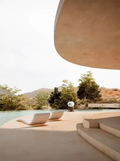 The pool and terrace at Amar Villa, a space designed for ultimate relaxation and connection with the stunning natural surroundings.