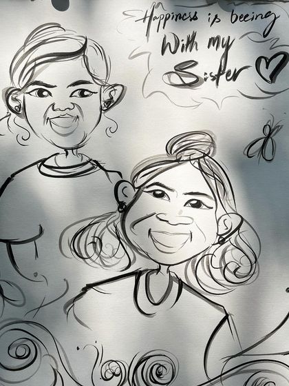 "Happiness is being with my sister." This piece perfectly illustrates the joy of sisterhood, complete with a handwritten message.
