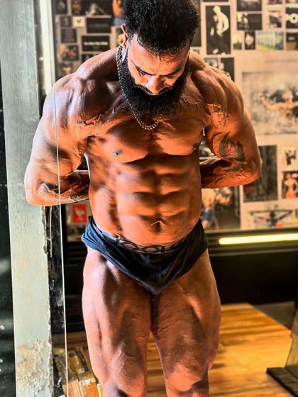 The Iron Machine is loaded. My athlete Bantu Rathor, showcasing his incredible conditioning and muscle density.