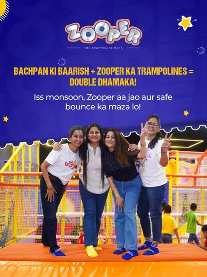Bachpan ki baarish and Zooper's trampolines are a double dhamaka. A group of moms relive their childhood and have a blast.