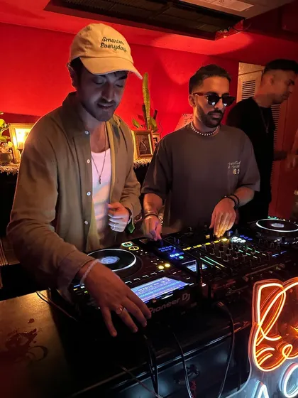 Close up on the decks during the B2B set. Collaborating with other DJs is always a great way to push creative boundaries and discover new sounds.