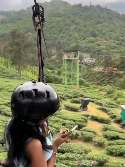 Ziplining over the tea estates in Wayanad, one of the longest ziplines and a thrilling adventure.