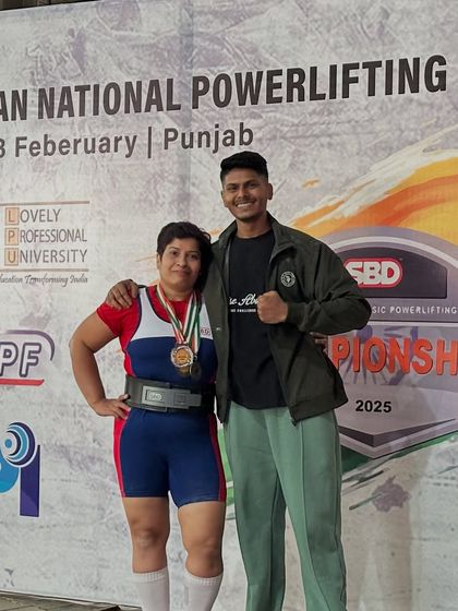 Deepa winning the 69kg Open category at the SBD National Open. She set a new M1 National and Asian Record squat at 157.5kg and a new Open and M1 National Record deadlift at 183kg.
