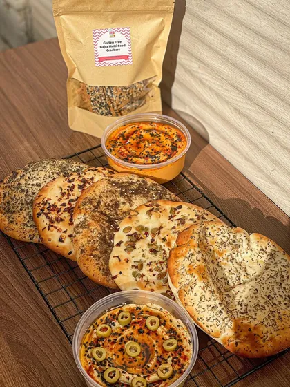 You can also get my Mediterranean Box with a side of my gluten-free multi-seed crackers for a healthier option.