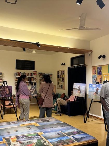 The gallery space at Koota filled with art and conversation during the "Chronicles of the Tides" exhibition.