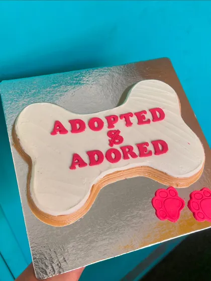 Every adoption is a reason to celebrate. Our "Adopted & Adored" bone-shaped cake is the perfect way to mark a Gotcha Day and honor the journey of finding a forever home.
