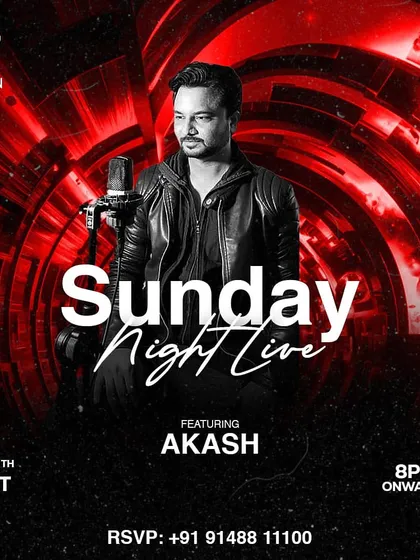 Sunday nights come alive with the soulful tunes of Akash. Join us for an unforgettable evening of live music and great vibes.
