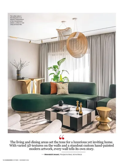 A quote from me in Good Homes Magazine, explaining how the living and dining areas set the tone for a luxurious yet inviting home.
