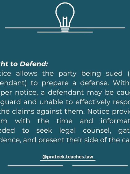 Notice allows the defendant to prepare a defense. Without it, a defendant may be unable to effectively respond to the claims against them.