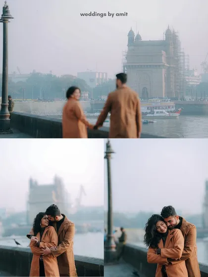 A classic Mumbai love story with the iconic Gateway of India in the background. This collage shows how I capture both grand backdrops and intimate moments, even in the busiest city spots.
