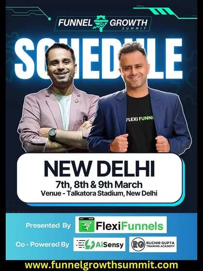 The official schedule for Funnel Growth Summit in New Delhi. Plan your 3 days of intensive learning and networking with this detailed agenda.