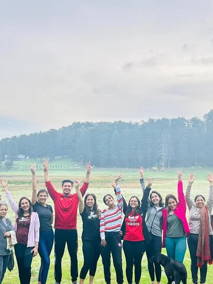 The joy and energy of our group after a refreshing morning meditation session in Khajjiyar. We come together as strangers but through shared experiences in nature, we build a bond that feels like family.
