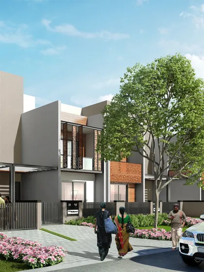 Our group housing designs are built for real life. This rendering shows a walkable, green streetscape where residents can interact, fostering a sense of community and belonging that goes beyond the four walls of their homes.