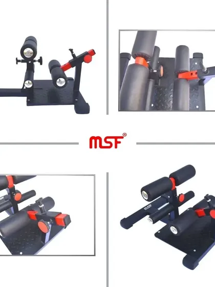 A collage showing different angles of our Sissy Squat machine.