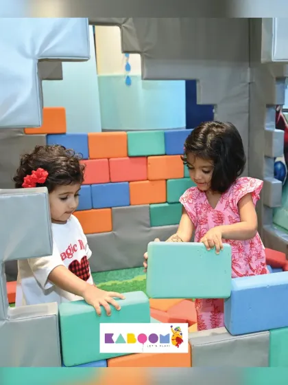 Building big dreams! Our creative corner with soft foam blocks is perfect for our youngest visitors to build, stack, and create their own little worlds.