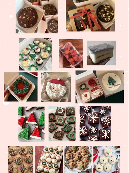 A little glimpse of all the Christmas magic I'm baking this year. You can find everything from classic plum cakes and tiramisu tubs to hand-decorated bento cakes, cupcakes, and a variety of festive cookies.