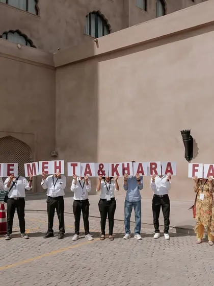 A personalized welcome for the Mehta and Khara families. Our team ensures that from the moment your guests arrive, they feel special and part of the celebration.