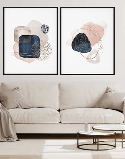 A duplicate of our medieval geometric patterned prints, this set of two offers a modern and sophisticated art solution for any living space, with customizable frames to match your decor.