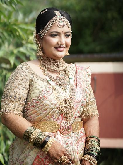 Additional views showcasing the variety and detail of my heirloom bridal sarees. Each image captures a different angle, moment, or detail, from full portraits to close ups of the fabric and embroidery, illustrating the complete story of each bride's custom creation.