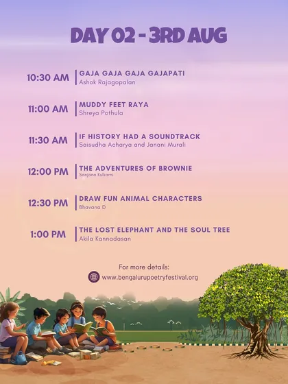 The morning schedule for Day 2 of the Children's Fest, with a host of adventures, animal characters, and enchanting stories.