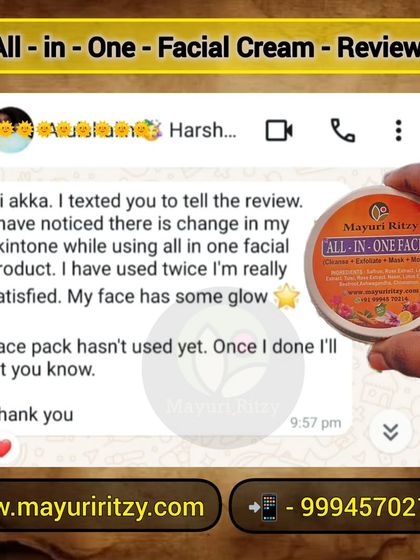 "Hi akka." This review for my All-in-One Facial product makes me feel like a true older sister. She noticed a change in her skin tone and a new glow after just two uses.