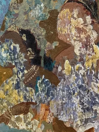 A detail of the figures on the right side of the "Ajanta" composition.