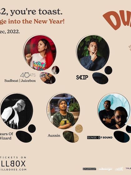 Another event flyer, this one for a New Year's Eve party at Dubki, Goa. These posters show the kinds of high-profile events and venues I perform at.