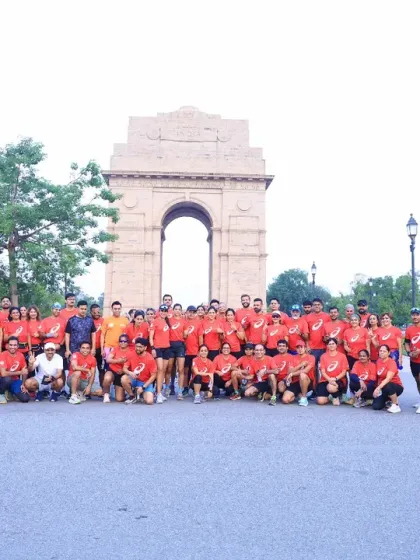 This is our tribe. A massive turnout with the ASICS Running Club for a group run, posing proudly at the iconic India Gate in Delhi. This image captures the scale and spirit of our community.