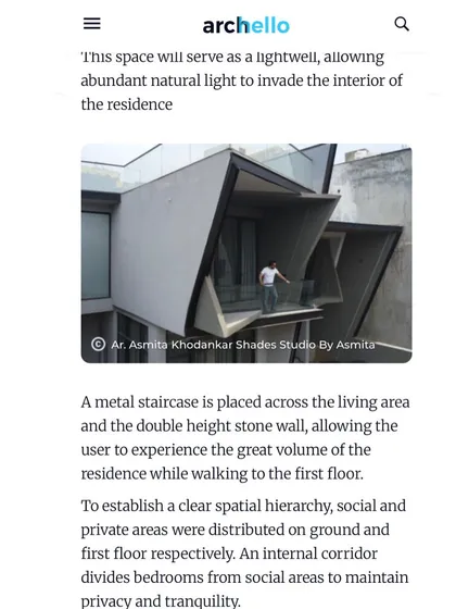 The article on Archello discusses how the design uses a lightwell to bring abundant natural light into the home.