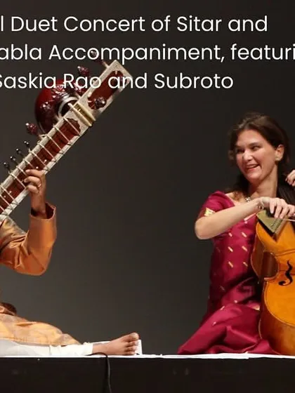 An image from a past performance, used to announce our concert at Bates College. It captures the essence of our live duets.