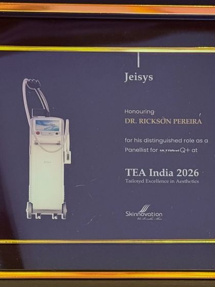 The plaque I received for my role as a panelist at TEA India 2026. I am honored to be recognized for my contributions to the discussion on advanced aesthetics.