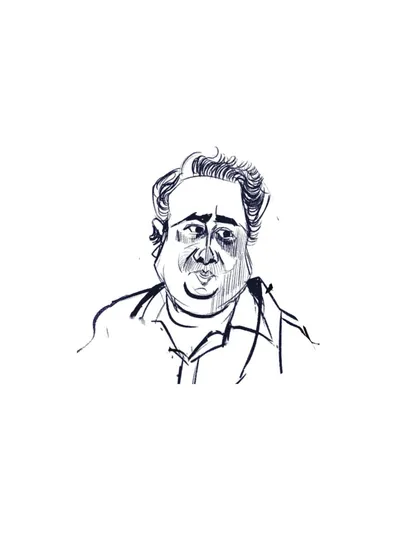 A digital ink sketch of another character from "Black Warrant."