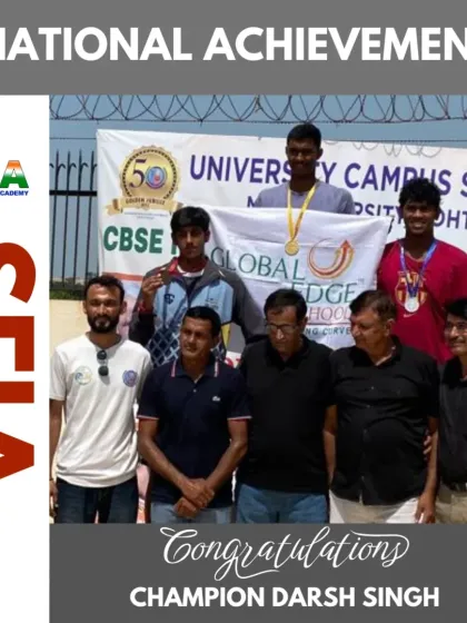 Another shot of Darsh Singh on the podium at the CBSE National Championship. This national achievement is a proud moment for our academy and for Haryana swimming.