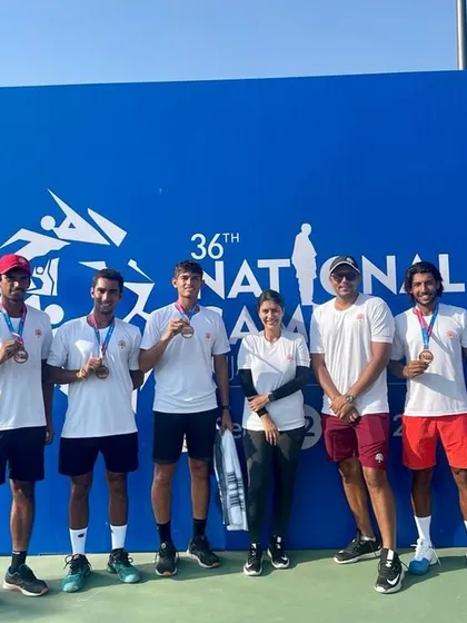 Sarthak Suden with his teammates from Team Delhi after winning the Bronze Medal at the 36th National Games in Ahmedabad. Competing for your state is a great honor.