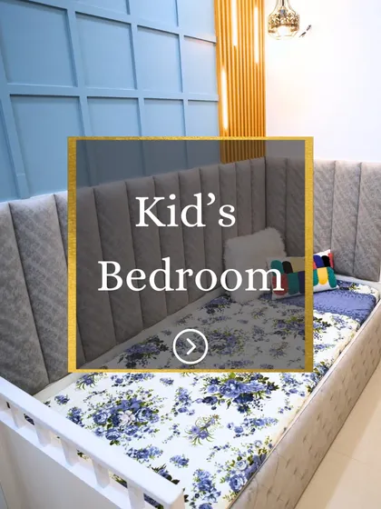 A title card introducing a stylish and functional kid's bedroom design.
