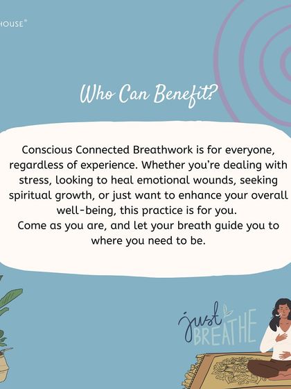 Who can benefit from this practice? Conscious Connected Breathwork is for everyone, whether you are dealing with stress, seeking spiritual growth, or simply want to enhance your well being. Come as you are and let your breath guide you.