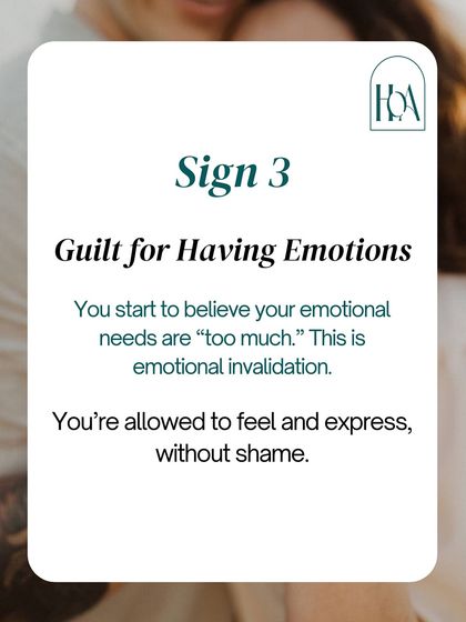 Sign 3: Guilt for Having Emotions. Do you feel like your emotional needs are "too much" or "dramatic"? This is a form of emotional invalidation. In a healthy dynamic, you are allowed to feel and express yourself without shame.