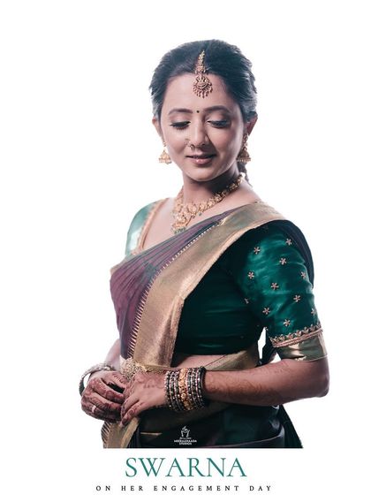 A portrait of a bride-to-be, with text overlay announcing her upcoming engagement.