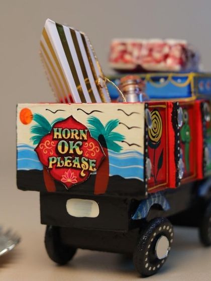 The back of our 'Desi Gaddi' hamper even has the classic 'Horn OK Please' sign. It's all in the details.