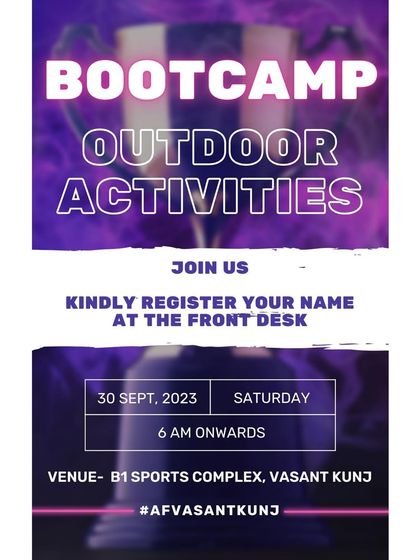 An announcement for our bootcamp, inviting members to register for a morning of challenging outdoor activities.