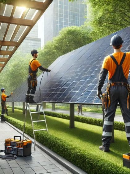 Another view of a solar installation in a public park. My team ensures that the setup is aesthetically pleasing and blends in with the natural environment.