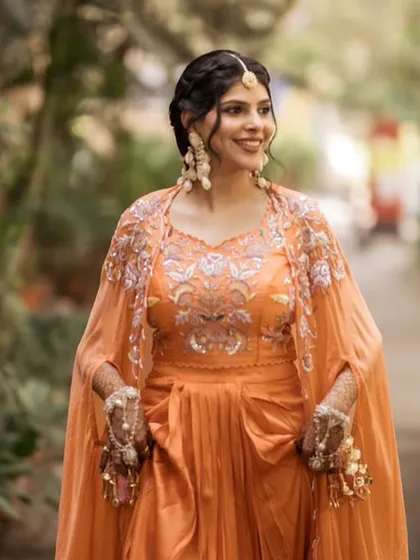 A smiling shot of the bride, ready for her Haldi ceremony.