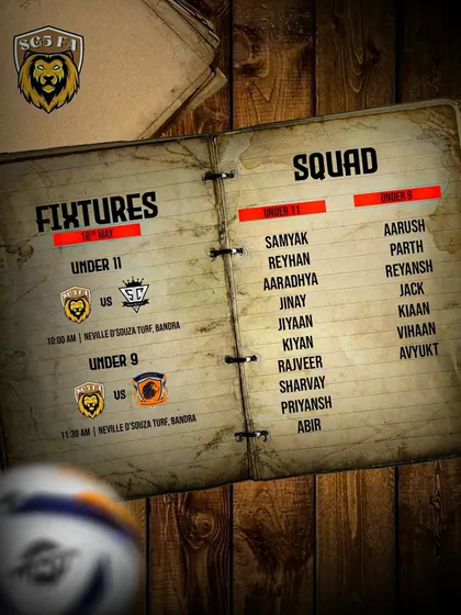 Matchday alert for our U11 and U9 lions at Neville D’Souza Turf, Bandra.